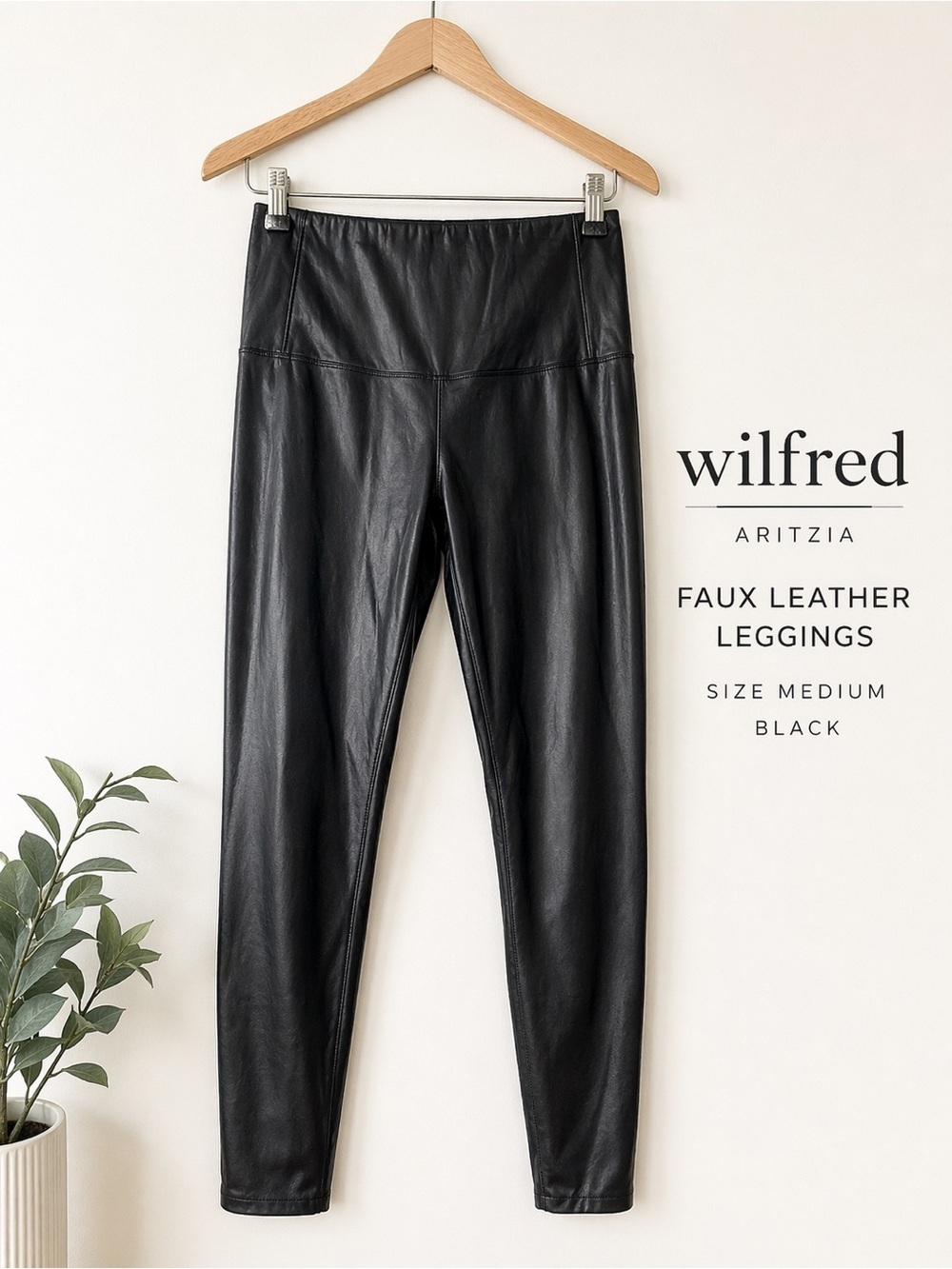 Wilfred Aritzia Faux Leather Leggings Black Medium